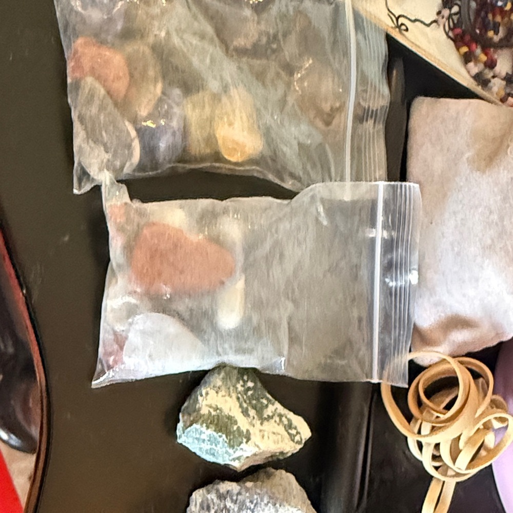 Small Tumbled and Raw Stone Lot - Pink, White, Green